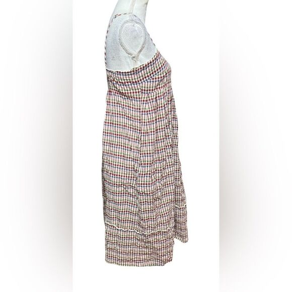 Madewell Rainbow Gingham Scalloped Midi Dress 4 - Picture 3 of 6